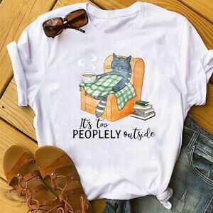 Its Too Peoplely Outside Retro Style Casual Unisex Everyday Streetwear T-Shirt